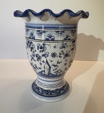 Portuguese Blue and White Hand-Painted Pitcher with Matching Fluted Bowl Portugal only, listing 4