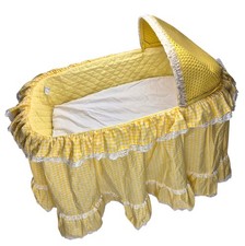 Vintage Wicker Baby Bassinet on Folding Rocker Stand with Mattress — listing 3