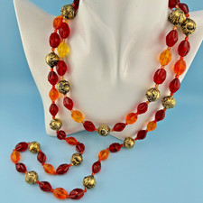 Vintage Cream Lucite Graduated Bead Necklace with Gold-Tone Spacers — listing 2