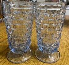 Vintage Cube/Diamond Pattern Footed Glass Bowl with Scalloped Rim — listing 4