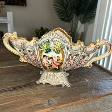 Capodimonte Porcelain Oval Jardinière / Cachepot with Relief Bacchanal Scene — listing 2