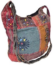 Bohemian Woven Cotton Gheri Crossbody Sling Bag with Front Zip Pocket — listing 2