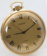 Sekonda Pocket Watch with Ornate Engraved Scrollwork Case Back and Chain — listing 3