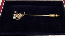 Antique Pearl Stickpin with Gold-Tone Tapered Shaft