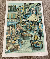 Ari Gradus Signed Artist Proof Lithograph - Jewish Market Street Scene — listing 5