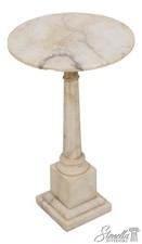 Pair Italian Solid Marble Column Table Lamps with Brass Detail & Custom Diane Hand-Sewn Silk Shades, 36in — listing 5