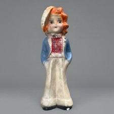 Vintage Chalkware Girl Figurine with Dog and Hand-Painted Dress — listing 2