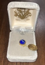 Vintage Coral Cabochon 18k Gold Tie Tack Pin with Safety Chain — listing 5