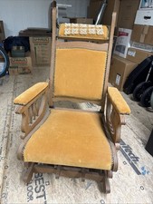 Antique Victorian Eastlake Platform Rocking Chair with Needlepoint Upholstery