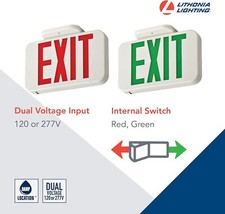 Lithonia Lighting EXRG LED Exit Sign, Red/Green Interchangeable, Dual Voltage, AC Only — listing 5
