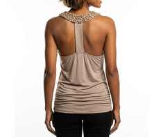 Forever 21 Gray Beaded V-Neck Camisole Tank Top, Size S — listing 5