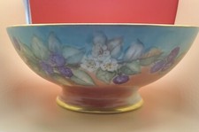 Hand-Painted Ceramic Ruffled Rim Vase with Rose & Wildflower Garden Motif, Signed 'Swanson 98' — listing 6