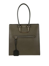 Alexander McQueen 'The Tall Story' Black Leather Tote Bag with Red Trim and Gold Hardware