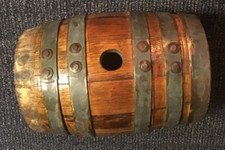 Antique Small Oak Wooden Barrel / Keg with Iron Bands — listing 6