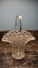 Vintage EAPG Pressed Glass Covered Wedding Box Compote with Gold Trim — listing 4