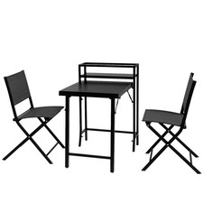 3-Piece Outdoor Patio Bistro Set - Two Sling Stacking Chairs & Glass-Top Side Table — listing 4
