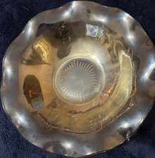 Vintage Amber Glass Scalloped Console Bowl — listing 2