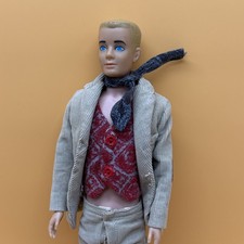 Vintage 1960s Ken Doll with Painted Blonde Hair in Original Swim Outfit