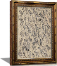 Framed Abstract Equestrian Watercolor Print of Horses — listing 2