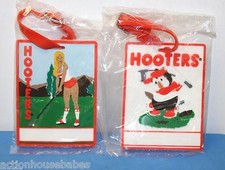 Hooters 'Or Bust!' Rubber Luggage Tag with Waitress Graphic