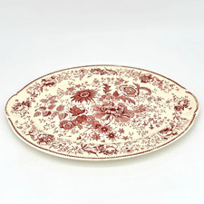 Taylor Smith & Taylor Center Bouquet Red Oval Platter and Covered Sugar Bowl — listing 4