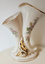 Princeton China Double Cornucopia Porcelain Vase with Floral Chintz & Gold Trim — listing 2