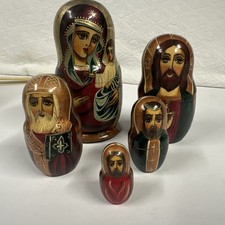 Hand-Painted Russian Matryoshka Nesting Dolls Set of 9 - Madonna and Child Religious Icon Motif — listing 5