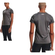 Under Armour Women's Charcoal HeatGear Loose Fit Big Logo T-Shirt, Size XL — listing 4