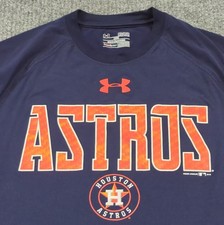 Under Armour HeatGear Women's Houston Astros Retro Logo Raglan 3/4 Sleeve Tee, Gray & Orange, Size L — listing 2