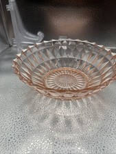 Pink Depression Glass Console Bowl in Windsor Diamond Pattern with Ruffled Rim — listing 3