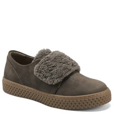 Women's Taupe Faux Suede Lace-Up Ballet-Style Sneaker Flats with White Stripe Accents — listing 6