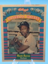1991 Kellogg's Corn Flakes Baseball Greats Hank Aaron 3-D Card