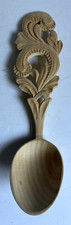 Vintage Asian Carved Wood Big Spoon and Fork Wall Decor with Tribal Figures, listing 4