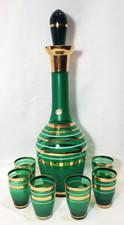 Vintage Bohemian/Venetian Style Green Glass Footed Vase with Gold Gilt Decoration — listing 4
