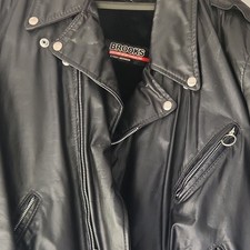 Brooks Leather Motorcycle Jacket with Snap-Down Collar — listing 2