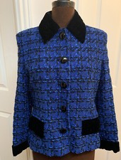 Multicolor Tweed Bouclé Jacket with Velvet Trim and Ruched Buttons, listing 4