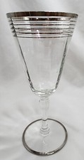 Vintage Platinum-Rim Optic Panel Crystal Iced Tea / Water Goblet with Knop Stem — listing 5