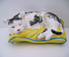 Vintage Porcelain Long-Neck Cat Figurine with Pink Bow and Gold Trim — listing 3