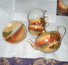17-Piece Porcelain Tea Set with Raised Floral Magnolia Design in Original Gift Box — listing 3
