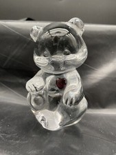 Clear Glass Figural Teddy Bear Figurine with Frosted Face — listing 4