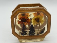Cast Resin Amber & Green Floral Napkin Holder / Letter Holder with Metal Frame — listing 5