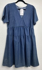 Given Kale Black Denim Tiered Shirt Dress, Short Sleeve, Size XL — listing 3