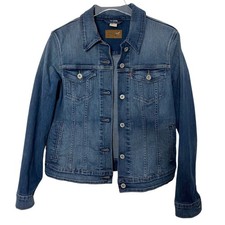 Women's Medium Wash Denim Trucker Jacket with Button-Front Chest Pockets Small, listing 4