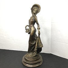 Vintage Brass Figural Lady Table Bell (Victorian Woman in Crinoline Dress) — listing 2