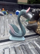 Hand-Carved Wooden Swan Decoy with Crackle Paint Finish, Artist Signed — listing 3