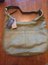 American Leather Co. Black Pebbled Leather Hobo Shoulder Bag with Studded Strap