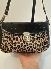 Italian Leather Clutch Bag with Pony Hair, Suede & Embossed Snakeskin Western Design — listing 5
