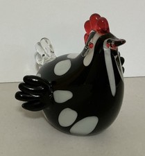 Hand-Blown Art Glass Rooster Figurine, Blue with Red Comb, Murano Style — listing 4