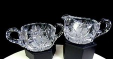 Vintage Cut Crystal Footed Creamer with Star-Burst Base, Clear, 5" x 4" x 4" Tall — listing 2