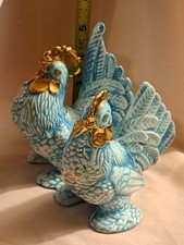 Vintage Ceramic Rooster Figurine, Black White and Red Hand-Painted — listing 5